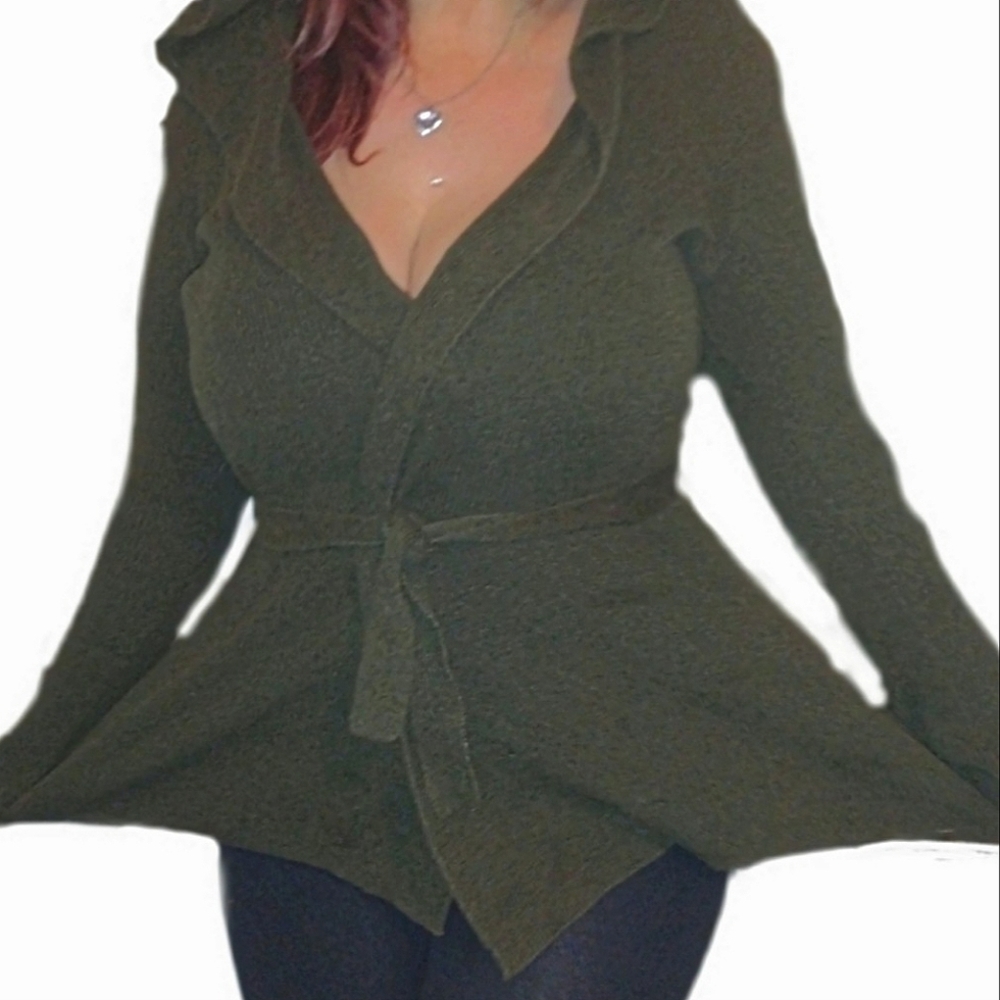 BCBGMaxAzria Peplum Hooded Cardigan - Picture 2 of 3